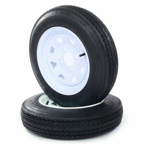 One - Trailer Tires & Rims 480-12 12" 4 Lug Wheel White Spoke 4ply 4.80-12