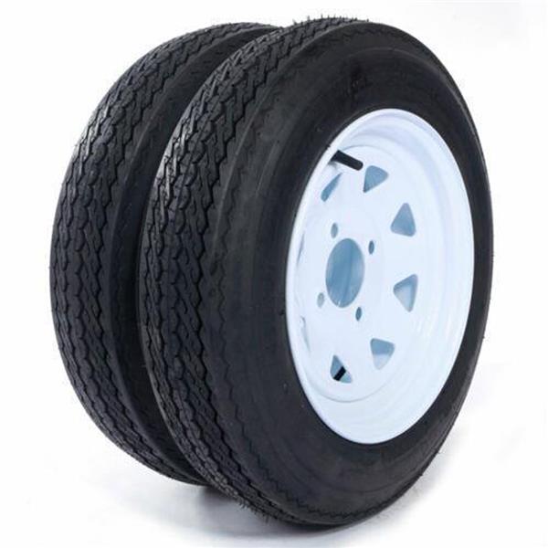 One - Trailer Tires & Rims 480-12 12" 4 Lug Wheel White Spoke 4ply 4.80-12