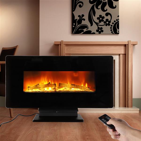 SF310-36A 36 inch 1400W Wall Hanging / Fireplace Colorful / Fake Wood / Heating Wire / with Small Remote Control Electronic / Black