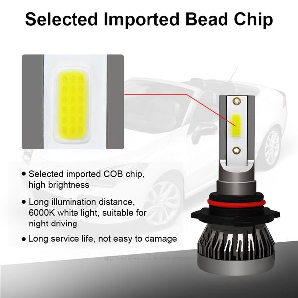 2PCS 9005 Headlight LED Coversion Bulb Kit High Beam 97500LM 650W White 6000K