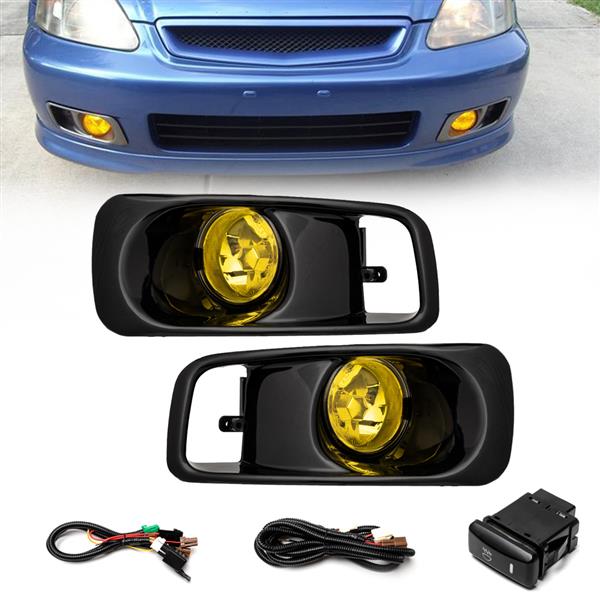 For 1999 2000 Honda Civic Si Fog Lights Lamp Yellow