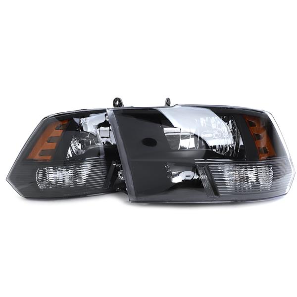 Left Right Headlights 68001485AG 68001484A for 09-17Dodge Ram 1500/2500/3500 BLK