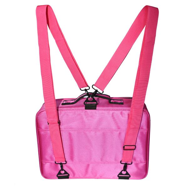 Professional High-capacity Multilayer Portable Travel Makeup Bag with Shoulder Strap (Large) Rose Re 