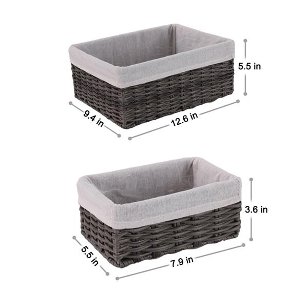 Handmade Wicker Storage Baskets Set Woven Decorative Organizing Nesting Baskets for Bedroom Bathroom(Set of 4,Grey)