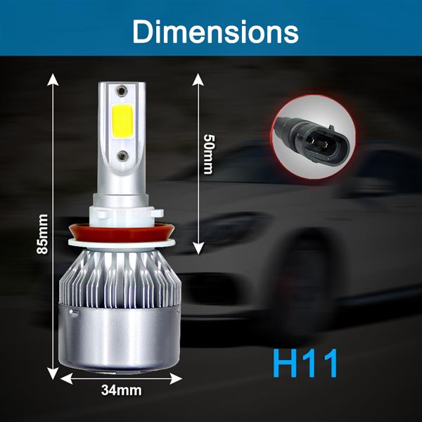 1 Pair H11 Headlight Coversion LED Bulb Kit Low Beam White for 2011 Kia Sorento