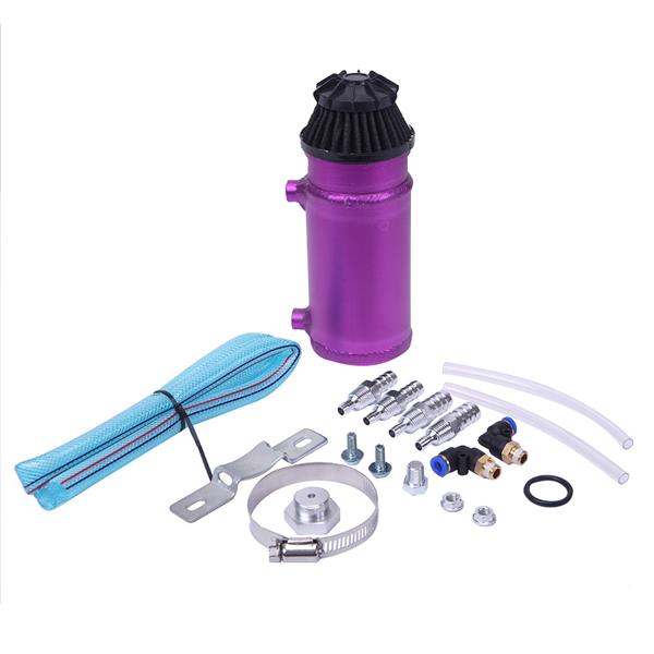 140mL Round Oil Catch Tank Double hole Oil Catch Tank with Air Filter Purple
