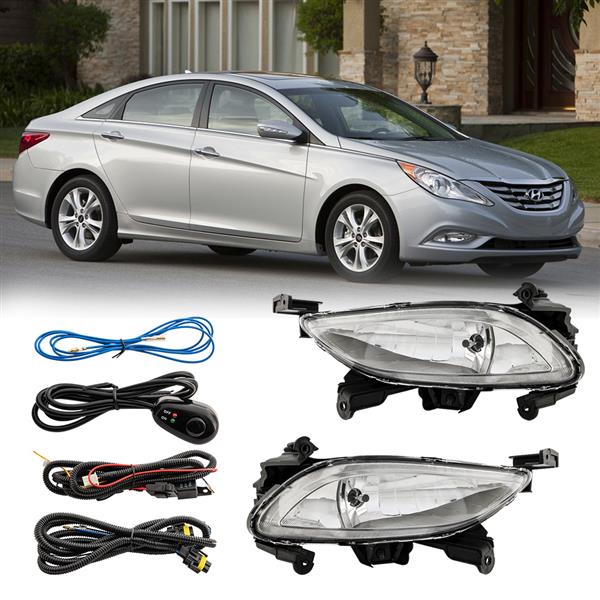 For 2011-2014 Sonata Clear Lens Fog Lights Lamps W/Wiring Switch&Bulbs LH&RH