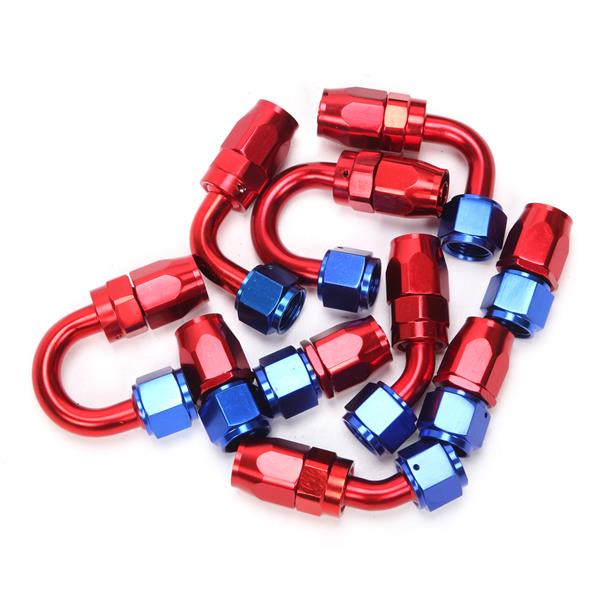 8AN 16-Foot Universal Silver Fuel Pipe   10 Red and Blue Connectors