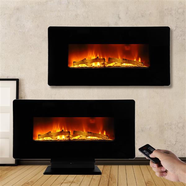 SF310-36A 36 inch 1400W Wall Hanging / Fireplace Colorful / Fake Wood / Heating Wire / with Small Remote Control Electronic / Black