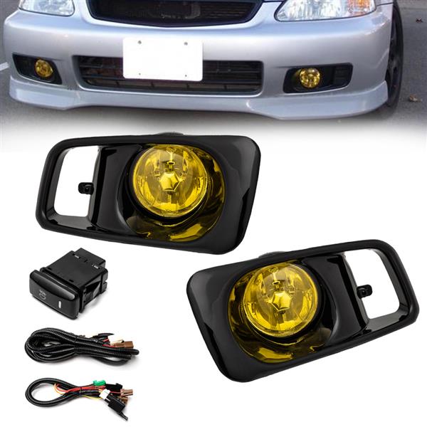 For 1999 2000 Honda Civic Si Fog Lights Lamp Yellow