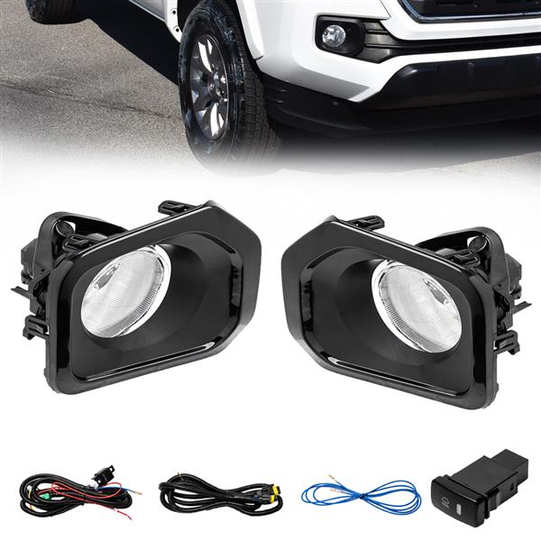 Fog Lights Kit w/ Wiring Pair RH LH For Toyota Tacoma 2016-2017 Clear