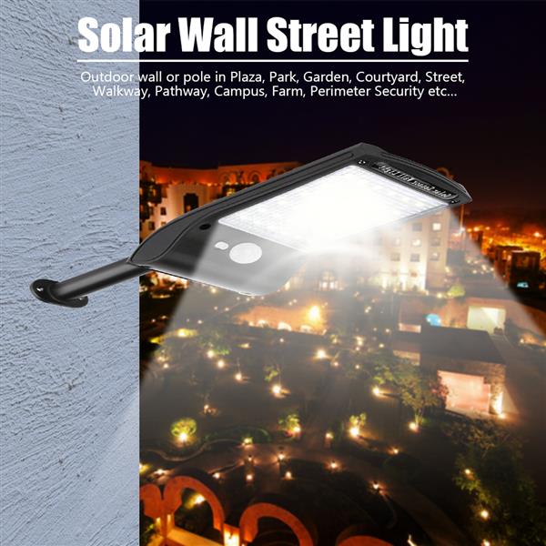 36LED Solar Wall Light 280LM (Light Control Human Infrared) White Light Customized Model ZC001243 Actual Wattage: 1.2W Battery: 3.7V 1200mah 18650 Solar Panel: 5.5V 120ma 0.7W