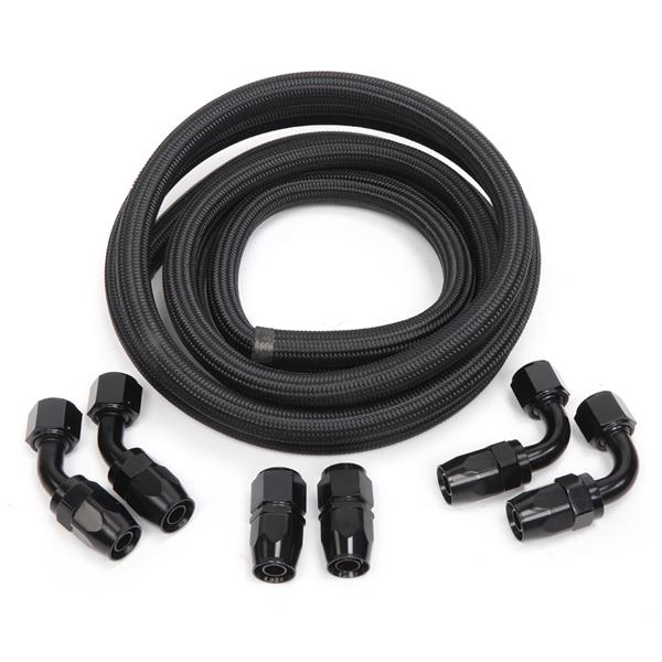 10AN 12-Foot Universal Black Fuel Hose   6 Black Connectors