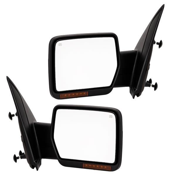 Left & Right Chrome For 04-14 Ford F-150 Power Heated LED Puddle Signals Mirrors