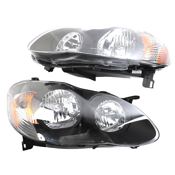 TO2502154 TO2503154 Headlights Lamp BLK for 2003-2008 Toyota Corolla S CE LE XRS