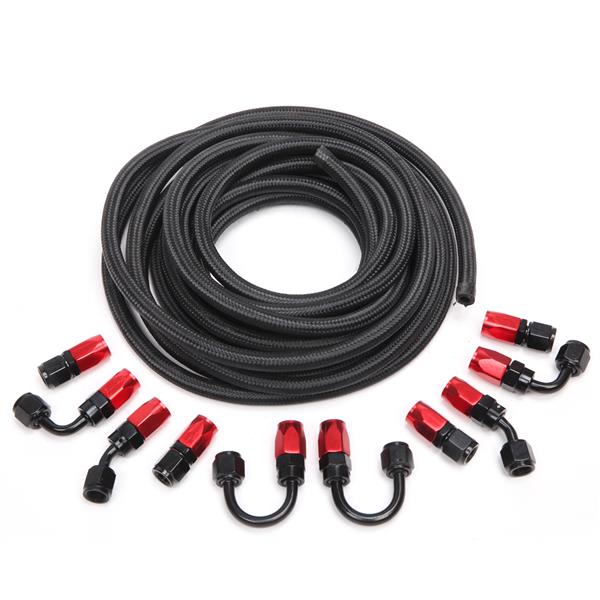 4AN 20-Foot Universal Black Fuel Pipe   10 Red and Black Connectors