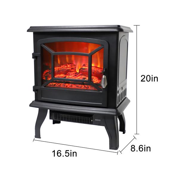 SF57B-17A00 17 inch 1400w Freestanding Fireplace Fake Wood/Single Color/Heating Wire/A Rocker Flame Switch Button/a Rocker Heating Switch Button/a Temperature Control Knob with NTC/Black