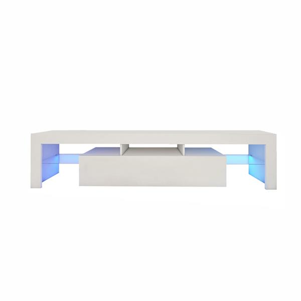 Large 200CM LED TV Stand Cabinet Unit Modern High Gloss Door LED Light White