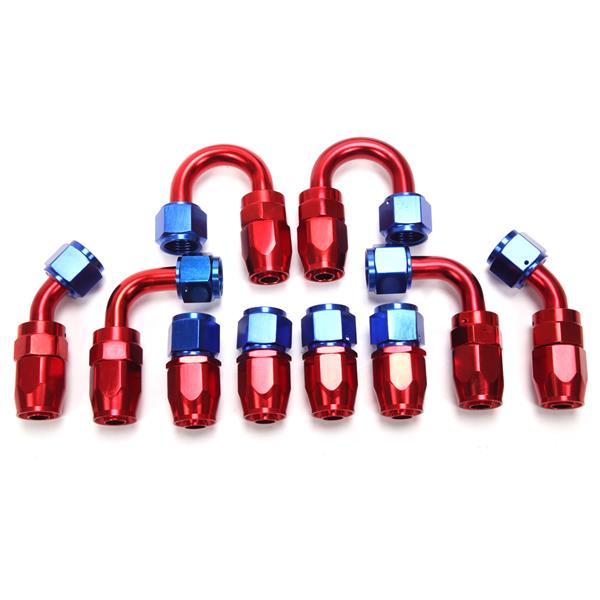 8AN 16-Foot Universal Silver Fuel Pipe   10 Red and Blue Connectors