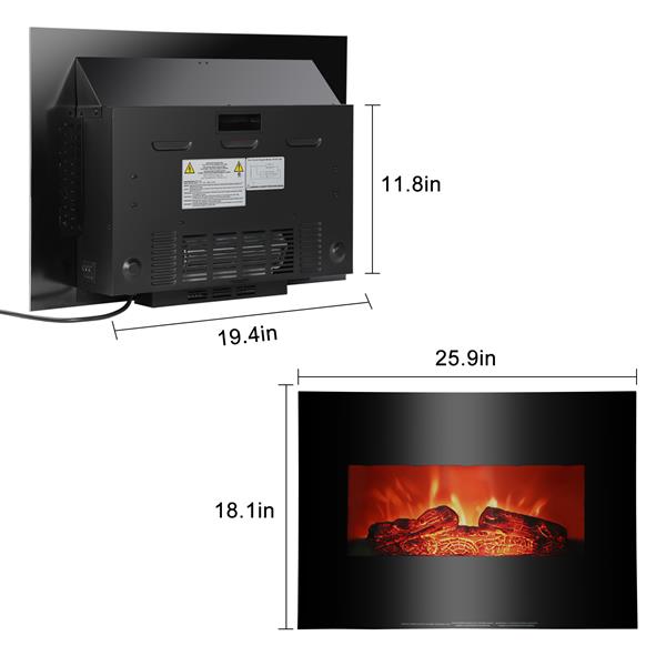 SF301-26A 26 inch 1400w Wall-mounted Fireplace Fake Wood / Single Color / Heating Wire / Mechanical / Black