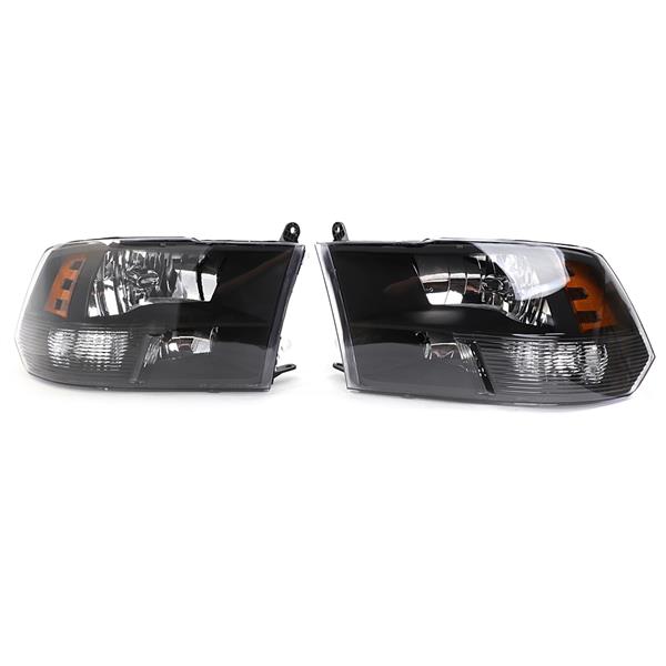 Left Right Headlights 68001485AG 68001484A for 09-17Dodge Ram 1500/2500/3500 BLK