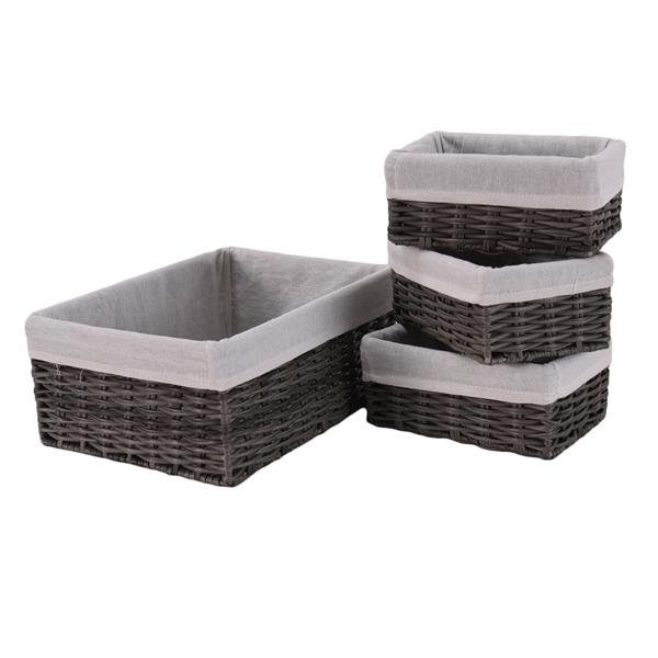 Handmade Wicker Storage Baskets Set Woven Decorative Organizing Nesting Baskets for Bedroom Bathroom(Set of 4,Grey)