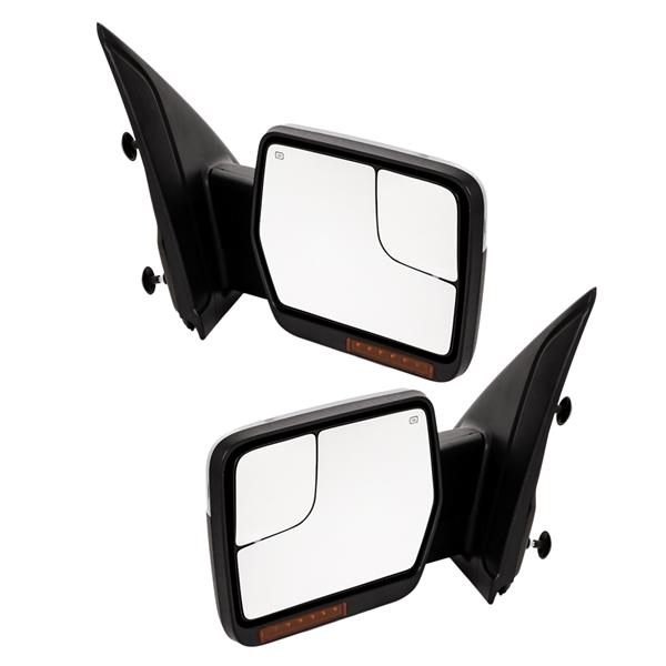 For 2004-14 Ford F-150 Power Heated LED Signal Puddle Side Mirrors Left Right