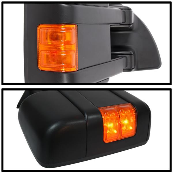 2pcs Yellow Smoked LED Electric Power Heated Towing Mirrors for 1999-2007 Ford F250 Black