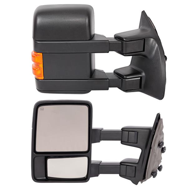 2pcs Yellow Smoked LED Electric Power Heated Towing Mirrors for 1999-2007 Ford F250 Black