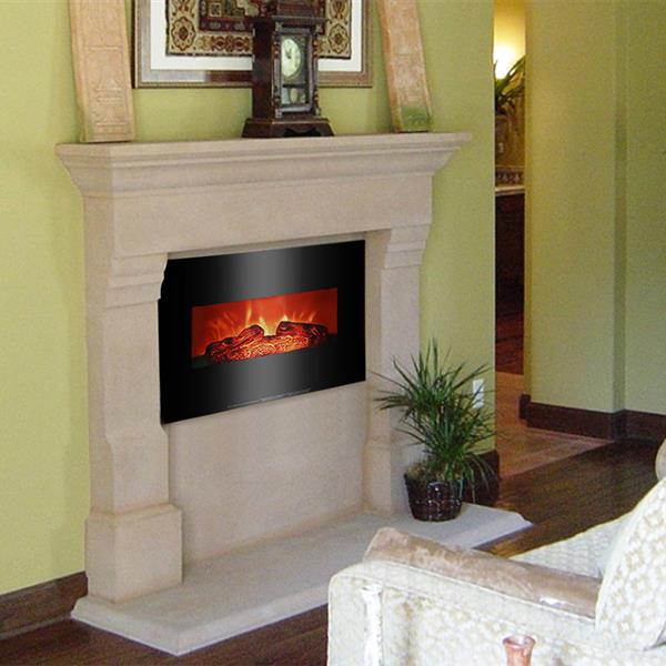 SF301-26A 26 inch 1400w Wall-mounted Fireplace Fake Wood / Single Color / Heating Wire / Mechanical / Black