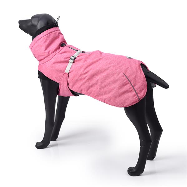 New Style Dog Winter Jacket with Waterproof Warm Polyester Filling Fabric-（pink，size L）