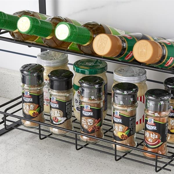 Black Four Tier Kitchen Seasoning Storage Rack Counter Organizer Spice Rack Shelf for Seasoning Jars,Spice Jars Sauce Bottles KJZWJ018-4HEI