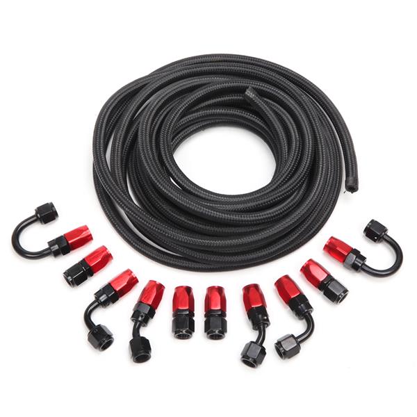 4AN 20-Foot Universal Black Fuel Pipe   10 Red and Black Connectors