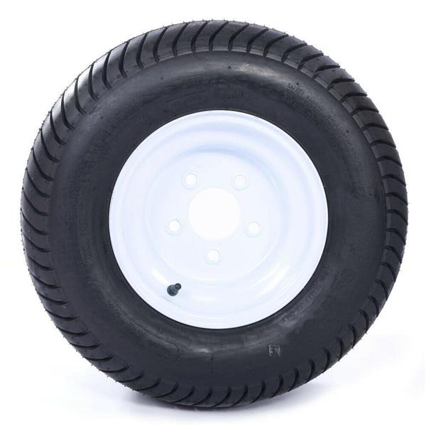 20.5X8X10 205/65-10 psi:50 5Lug White Trailer Tire & Rim Tubeless[Only 1]