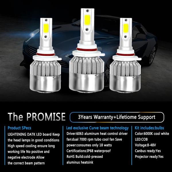 1 Pair 9005 Headlight Coversion LED Bulb Kit High Beam for 1997-2001 Lexus GS300