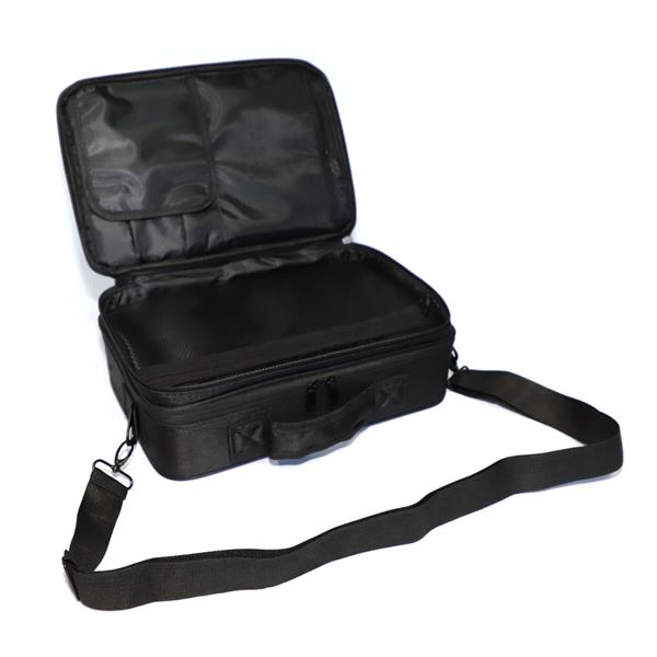 Professional High-capacity Multilayer Portable Travel Makeup Bag with Shoulder Strap (Small) Black