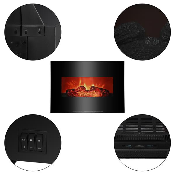 SF301-26A 26 inch 1400w Wall-mounted Fireplace Fake Wood / Single Color / Heating Wire / Mechanical / Black