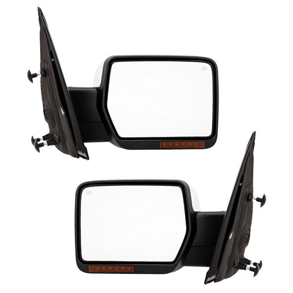 Left & Right Chrome For 04-14 Ford F-150 Power Heated LED Puddle Signals Mirrors