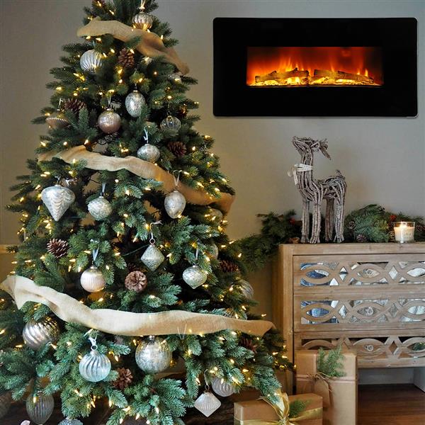 SF310-36A 36 inch 1400W Wall Hanging / Fireplace Colorful / Fake Wood / Heating Wire / with Small Remote Control Electronic / Black