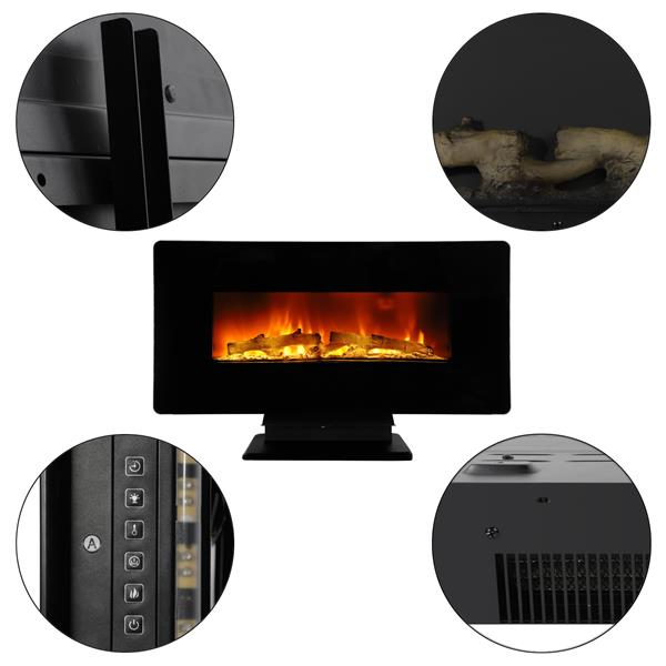 SF310-36A 36 inch 1400W Wall Hanging / Fireplace Colorful / Fake Wood / Heating Wire / with Small Remote Control Electronic / Black