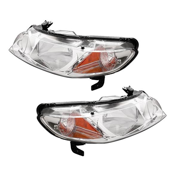 2Qty Headlights Clear Halogen Factory Direct Replacement OE fits 06-08 Civic