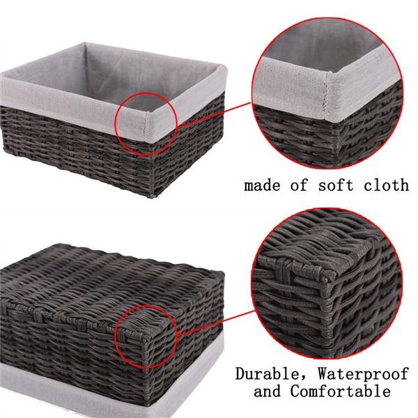 Handmade Wicker Storage Baskets Set Woven Decorative Organizing Nesting Baskets for Bedroom Bathroom(Set of 4,Grey)