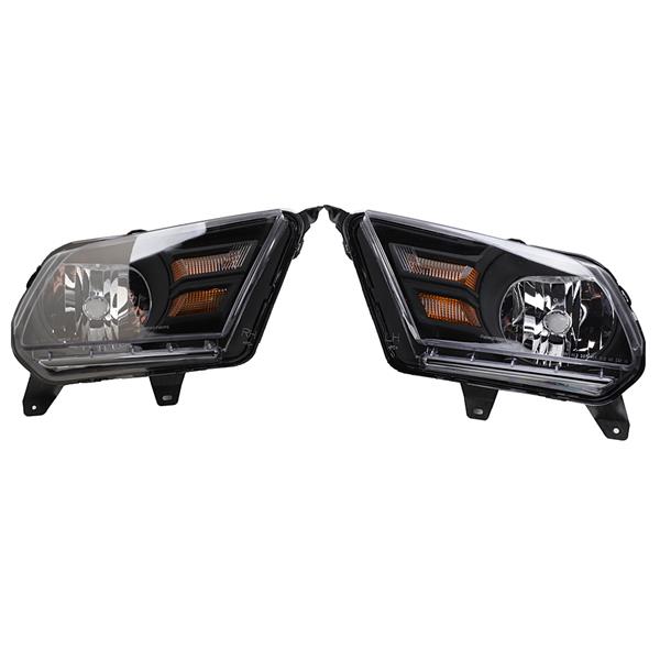 Headlights Headlamps FRONT For 2010-2014 FORD MUSTANG BLK HOUSING CLEAR PAIR