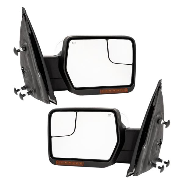 For 2004-14 Ford F-150 Power Heated LED Signal Puddle Side Mirrors Left Right