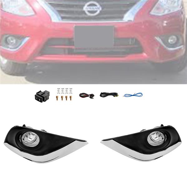 For 2015-2017 Nissan Versa Clear Lens Fog Lights w/Wiring Lamps Switch