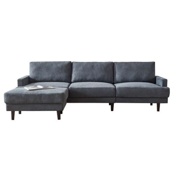 Modern fabric sofa L shape, 3 seater with ottoman-104"-Dark gray