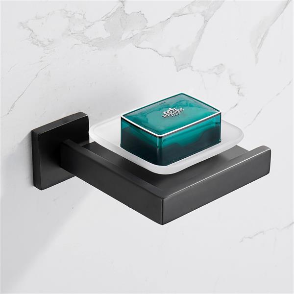 Matte Black Soap Dish Rust-Proof 304 Stainless Steel Square Soap Holder with Removable Dish Silver Bathroom Accessories Soap Dispenser KJQ7007HEI