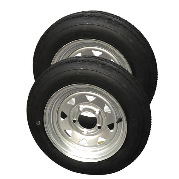 Pair of Trailer Tire P811 Galvanized RIM 4.8-12 4PR 4lug