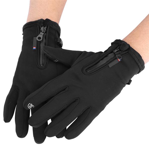 Winter Sports Windproof Waterproof Thick Thermal Screen Touch Warm Full Finger Ski Gloves (L)