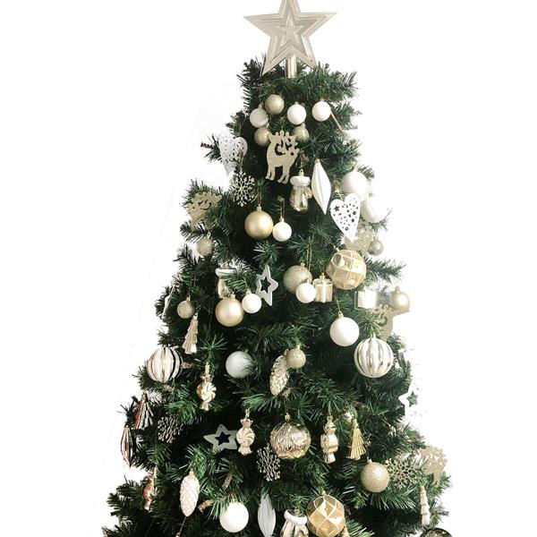 88 Piece Assorted Christmas Tree Ornaments Set, Shatterproof Balls Xmas Seasonal Decorative Hanging Baubles Set with Reusable Hand-held Gift Package for Holiday Xmas Tree Decorations（Golden White）